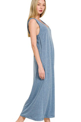 Zenana French Terry Twisted Strap Midi Dress OutfitFlow